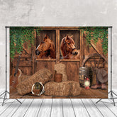 Lofaris Western Cowboy Wooden Stable Retro Wall Backdrop